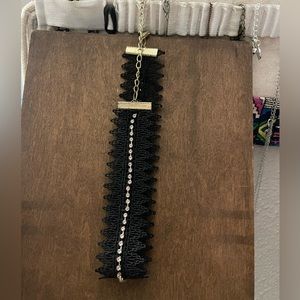 Black lace, gold and clear stones choker.